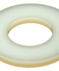 Heavy Duty Nylon Flat Washers 10 Pack, 1/2 X 1-3/8 X 1/8 Inch, clear nylon washer side view for automotive and farm use.
