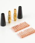 Flux Core Gasless MIG Welding Gun Kit With 24 Pieces Including 20 Tips, 2 Nozzles And 2 Diffusers on white background