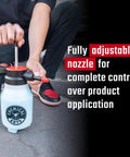 Mr Sprayer Full Function Pump Sprayer with adjustable nozzle for home, garden, and car detailing, 50 oz capacity in use