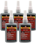 Five bottles of Red High Strength Threadlocker For Large Fasteners 1.70 Oz Bottle With Permanent Lock Anaerobic Formula
