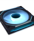 UNI Fan SL Infinity 120mm Triple Pack ARGB Case Fans With Infinity Mirror Daisy Chain Design angled view in black.