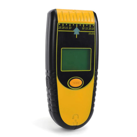 Hyuduo Stud Finder Wall Scanner 7 in 1 (Yellow) displaying LCD and control buttons for easy depth detection.