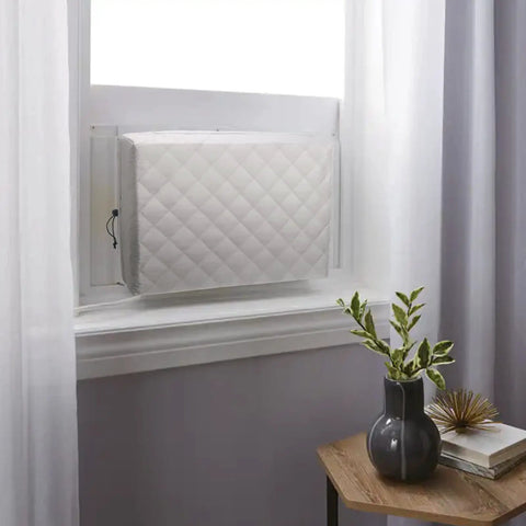 2 Pack Indoor Window AC Cover For Window Units With Double Insulation And Free Elastic Straps Dust Proof Debris Guard
