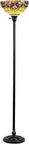 Serenity Tiffany Style Victorian 1 Light Torchiere Floor Lamp In Bronze With 14 Inch Shade E26 100W Max Bulb Cabochons And Crystals.