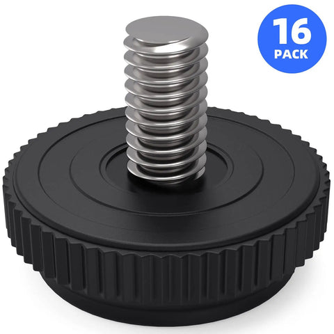 Kick The Wobble To The Curb With These 16 Pack Stainless Steel Adjustable Threaded Furniture Leveler Feet And Screw On Glides For Reliable Table Chair Cabinet Stability, close up of threaded glide.