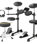 Beginner Electric Drum Set With Quiet Mesh Pads 150 Built In Sounds 8 Inch Cymbals 2 Pedals Throne Sticks Headphone Output