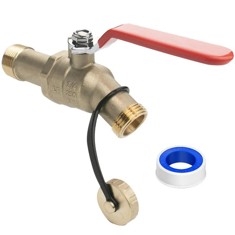 Heavy Duty Water Heater Drain Valve Three Quarter MIP To Three Quarter Male GHT Full Port Connection lead-free brass with long handle
