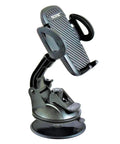 Heavy Duty Car Phone Mount With Grip Tight 3 Inch Sticky Gel Suction Cup Hella Secure Locking Lever For Dashboard Or Windshield Universal Smartphone Holder, side view showing suction cup and adjustable arms.