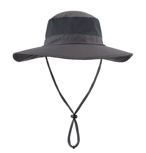 Dark gray UPF50+ Mesh Sun Hat With Wide Brim And Neck Flap All Day Comfort Breathable Quick Dry Polyester Nylon Lightweight Fishing Hat