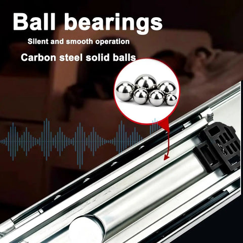 1 Pair 76mm Wide Heavy Duty Drawer Slides For Truck Bed With Full Extension, Quiet Operation, Anti Rust Design, Smooth Ball Bearing Rails For Easy Access To Tools And Gear, close-up ball bearings