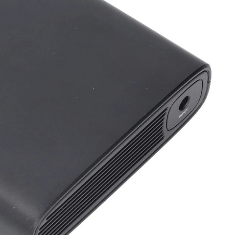 Mini Ups Portable Battery Backup With 15000Mah Capacity Includes 5V 9V And 12V DC Outputs Plus Universal USB Port top view showing input port and sleek design.