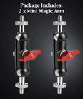 Dual Ball Head Magic Arm For Rock Solid Camera Gear With Universal One Quarter Inch Screws On Both Ends, 2-pack