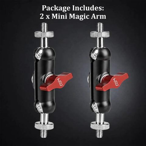 Dual Ball Head Magic Arm For Rock Solid Camera Gear With Universal One Quarter Inch Screws On Both Ends, 2-pack