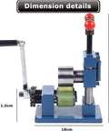 High Quality Manual Ring Bender Machine For Jewelry Making, showing dimensions, sturdy metal construction, portable crank handle.