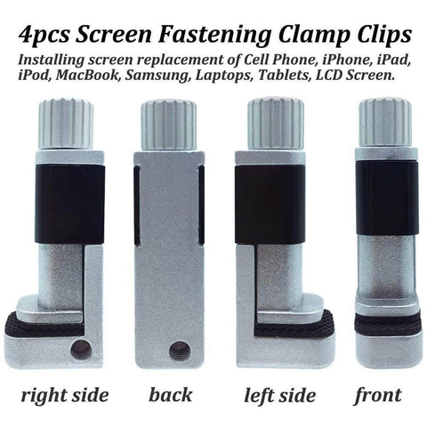 4 Piece Phone Repair Clamp Kit with Heavy Duty Pro Grade Adjustable Fastening Clip Holder for iPhone iPad MacBook Tablet
