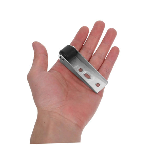 Anti Sag Heavy Duty Directional Caster Wheels For Sliding Barn Doors And Gate Rollers held in hand showing steel material and roller design.