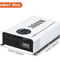 Beefy 3000W Pure Sine Wave Inverter 12V DC To 120V AC Car Converter With LCD Display, dimensions 15.75x10.04x3.74 inches.