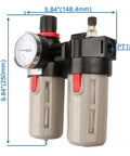 All In One Air Source Treatment Unit With Filter Regulator Lubricator Combo 1 Quarter Inch PT, Heavy Duty Air Line Regulator BFC2000