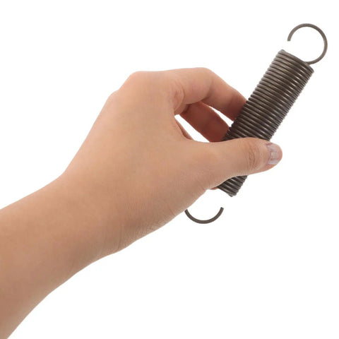 Heavy Duty Two Pack Hook Extension Springs For Recliner Chair Repair Solid Black Steel shown in hand for DIY furniture fix.