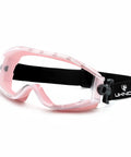 Over Glasses Safety Goggles With Anti Fog Clear Lens, ANSI Z87.1 Eye Protection For Lab Work, pink hydrophilic coated goggles