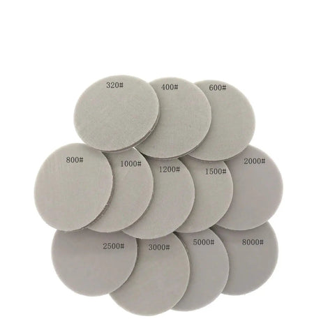 Premium 5 Inch Sponge Sanding Discs With Hook Loop Backing For Wet Dry Polishing Use, assorted 5 inch foam pads, various grit levels.