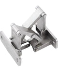 Heavy Duty Stone Door Hinge Delivers Slick 180 Degree Swing And Secretly Hidden Mount For Marble Or Tile Featuring adjustable dark finish