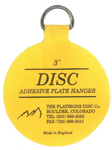 3-inch yellow adhesive plate hanger for Slick Vinyl Record Wall Display Mounts featuring invisible adhesive.