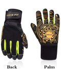 Professional Anti Vibration Glove With Full Palm To Fingertip Pad Reinforcement For Jack Hammer And Tool Handling Grip Ready EN ISO 10819 2013 A1 2019 And EN388 Certified Heavy Duty Work Gear For Reducing Shock And Vibration, front and back view of glove showing pad reinforcement.