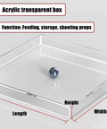 Clear Acrylic Water Tank For Shallow Sink Shots And Deep Water Displays with dimensions and a ball inside