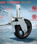 8 Inch Scaffolding Wheels Set Of 4 Heavy Duty Locking Casters 3500 Pound Rock Solid Capacity dual locking brake mechanism