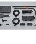 RIBEUJIZS Digital Shower System, Black Themostatic Digital Display components including shower head, hoses, and faucet parts