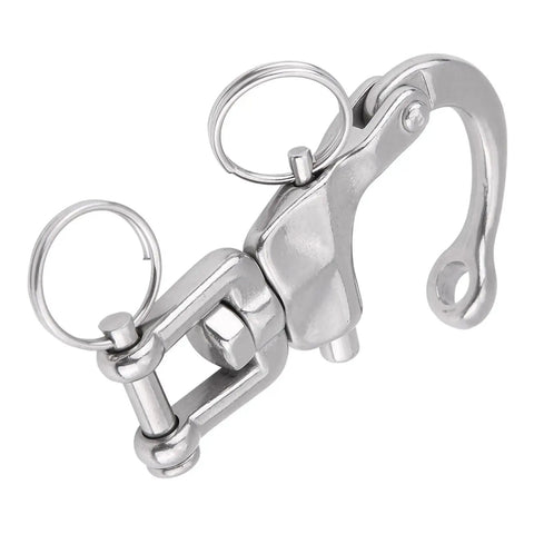 Killer Strength 316 Stainless Steel Jaw Swivel Snap Shackle With Quick Release Pin For Sailboat Halyard And Spinnaker Hook Straight Up Marine Gear Heavy Duty Hardware 70mm