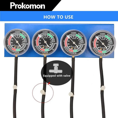 Motorcycle Carburetor Synchronizer Tool Kit For Quick Diagnosis And Precise Tuning On 2 And 4 Cylinder Bikes So You Can Dial In Timing And Get Your Ride Running Clean From Misfires Leaks And Fuel Mixture Issues four gauge set with hoses and valve