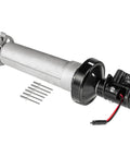 Rock Solid Right Hand Torsion Assembly For Power Patio RV Awning Motor 12V DC Extension Drive Black with hardware shown.