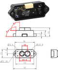 Technical diagram and front view of Tiny But Mighty TFmini S Micro LiDAR Module for Obstacle Avoidance, 0.1-12M Range, Single Point Ranging Sensor.