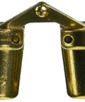 Invisible Hinge For Three Quarter Inch Panels With One Half Inch By One And Three Quarter Inch Brass Finished Zinc Plates Full 180 Degree Opening Laminated Link Construction No Visible Hinge Look Sold In Pairs For Cabinets And Doors, brass hinge front view.