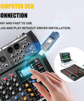 Eight Channel Professional Audio Mixer With 48V Phantom Power And USB Audio Interface, USB connection illustration