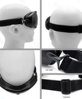Professional OD Four Plus Laser Safety Glasses Offering Heavy Duty Violet And Red Light Filtration Straight Up Built For Precise Lab Workflows With Crisp 30 Percent Clarity And Snug Comfort Fit side view of adjustable safety glasses on a mannequin head