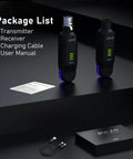 Wireless XLR Mic System For Dynamic Mics With Plug-On Transmitter And Receiver, 100ft Range, package contents on display