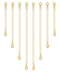 Go-To Gold Jewelry Extenders Set For Necklaces, Bracelets, And Anklets, 10 Pieces in assorted sizes, stainless steel chain extenders.