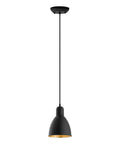 Priddy 1-Light Mini Pendant With Steel Shade Black And Gold For Kitchen Island Hallway And Dining Room Sleek Dope Modern LED Compatible 60W 82 In Adjustable Hanging Light Fixture showing full view