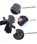 Built Tough As Nails Heat Resistant Oven Gloves For Bbq Grilling And Welding Industrial Grade Long Arm Kitchen Mitts showing soft lining and lengthening design.