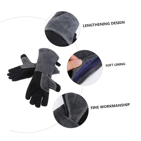 Built Tough As Nails Heat Resistant Oven Gloves For Bbq Grilling And Welding Industrial Grade Long Arm Kitchen Mitts showing soft lining and lengthening design.
