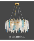 Next Level Modern Round Metal Glass Pendant Light With Six E14 Sockets Sleek Ceiling Hanging Lamp For Foyer Or Dining Room Chill Ambient Glow Cozy Home Decor Centerpiece For Your Space, detailed view with gold finish and colorful glass.