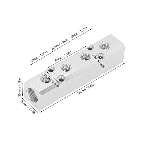 Aluminum Pneumatic Manifold Air Splitter For Quick Connectors And Compressed Air Systems, Plug And Play Install, Leak Free