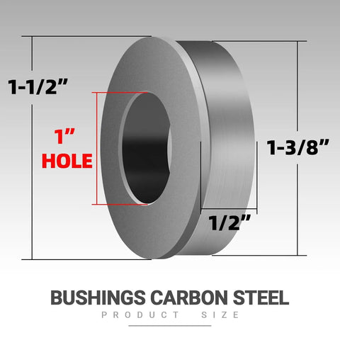 1 Inch Bore Wheel Bushings 4 Pack Carbon Steel ID 1 Inch OD 1-3/8 Inch Replacement for Lawn Mower Riding Mower Carts and Equipment