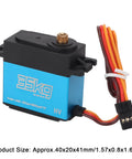 Beefed Up 35Kg Coreless Digital Servo With Fully Waterproof Housing And Heavy Duty Stainless Gears For 1/8 1/10 1/12 Scale RC Cars And Trucks Quick Response side view showing wire and size details.
