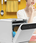Plug And Play Countertop Dishwasher Totally Hassle Free Setup Triple Bowl Basket in a modern kitchen setting.