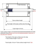 Diagram showing dimensions of Heavy Duty Stainless Steel Conveyor Rollers Five Pack Non Powered Idler Tubes with spring setup.