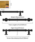 10 Pack Matte Black Cabinet Pulls 5 Inch 128mm center to center drawer handles dimensions diagram ZH0083
